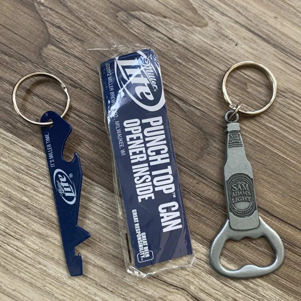 Samuel Adams Miller Lite Keychain Beer Bottle Can Opener Key Chain